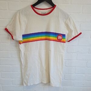 M&M'S White Tee with Rainbow Stripe